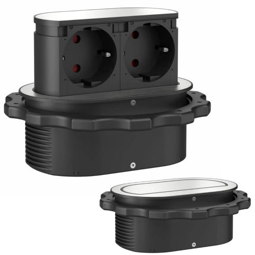 Gniazdo meblowe kuchenne wpuszczane PICCOLINO Schuko stal nierdzewna 2x230V IP44